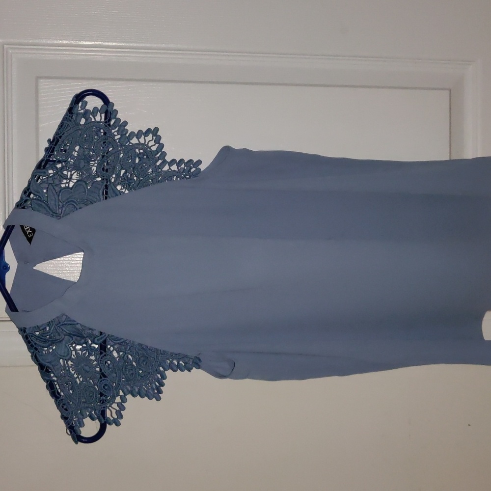 Express blue top with embroidered sleeves size XS